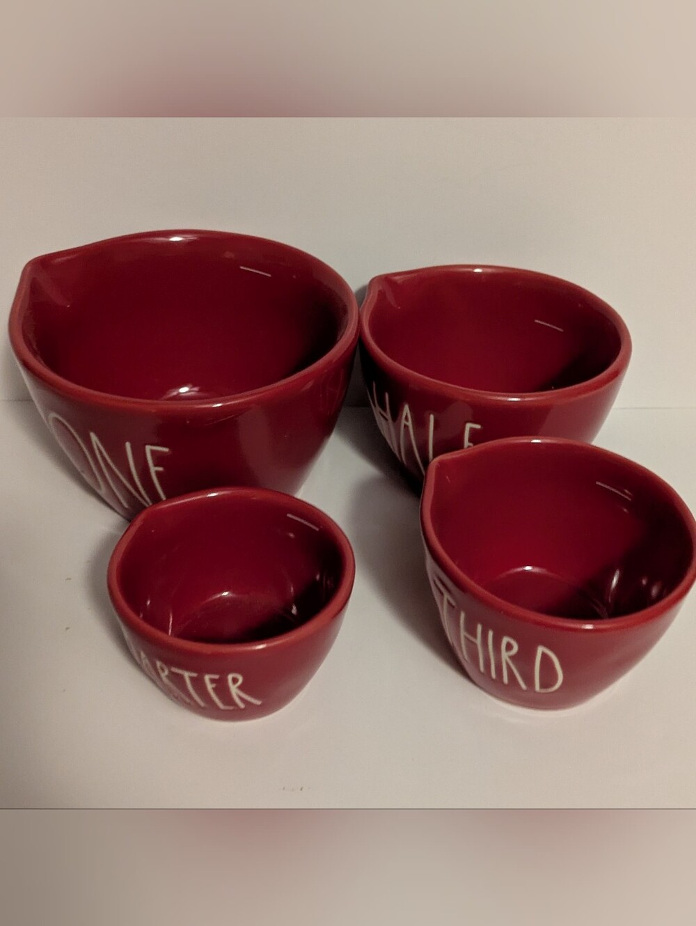 Rae Dunn Artisan Collection By Magenta Red Ceramic Nesting Measuring Set of 4